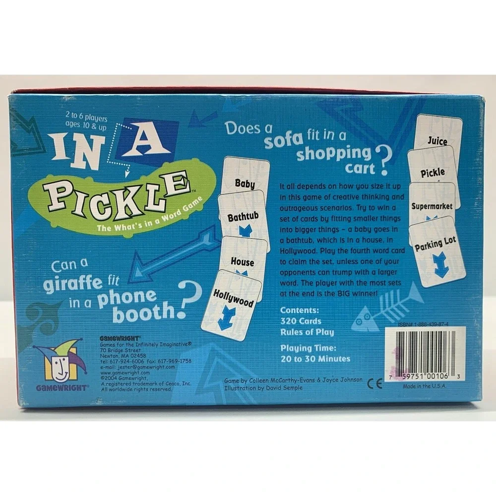Game Wright In A Pickle - The What's in a Word Game 2-6 Players, Ages 10+